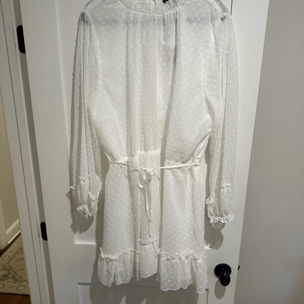 White Sheer Polka Dot Dress